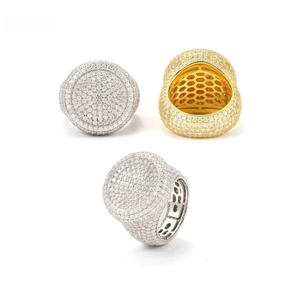 Iced Out Round Signet Ring for Men, image 6