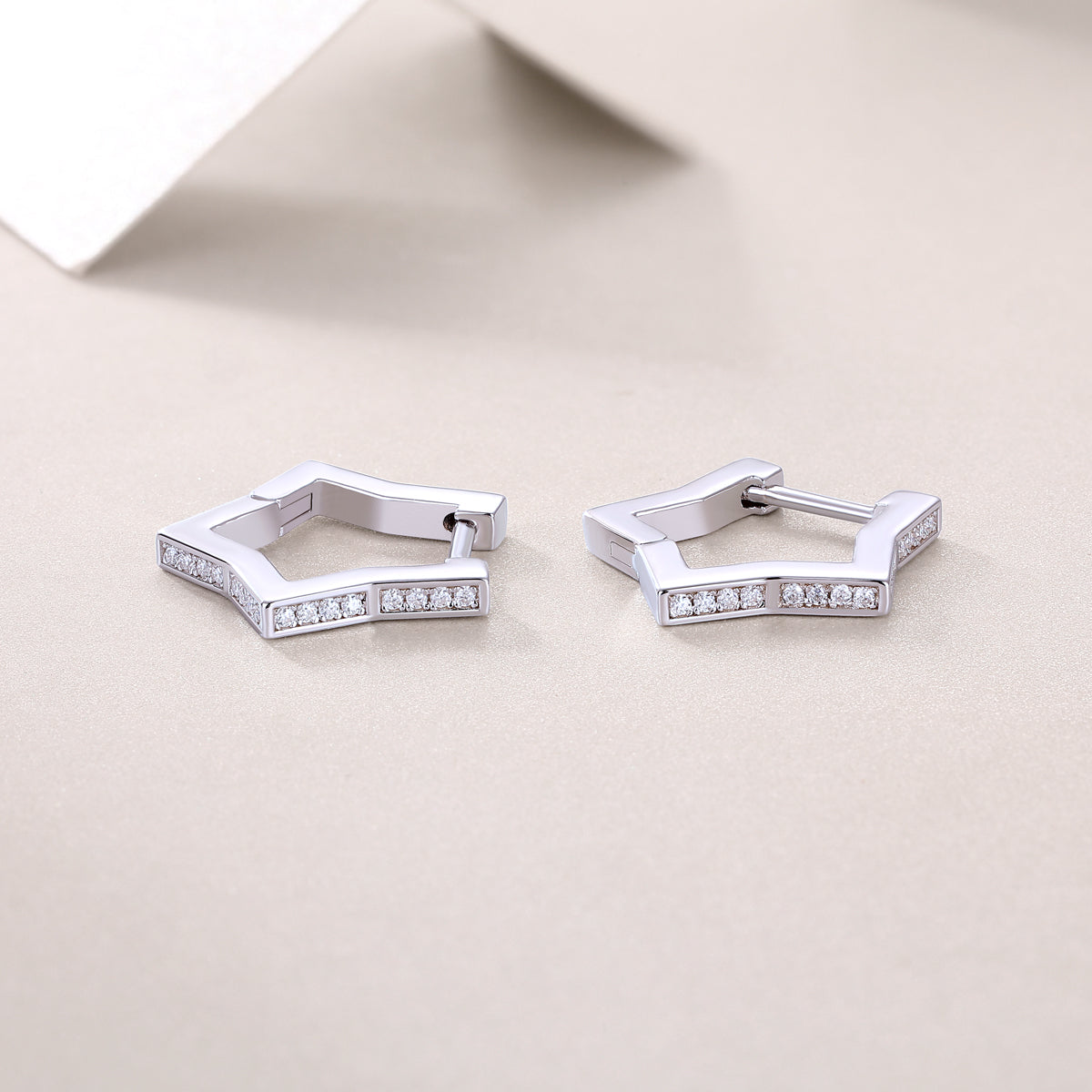 Moissanite Segmented Channel-Set Earrings in 925 Sterling Silver
