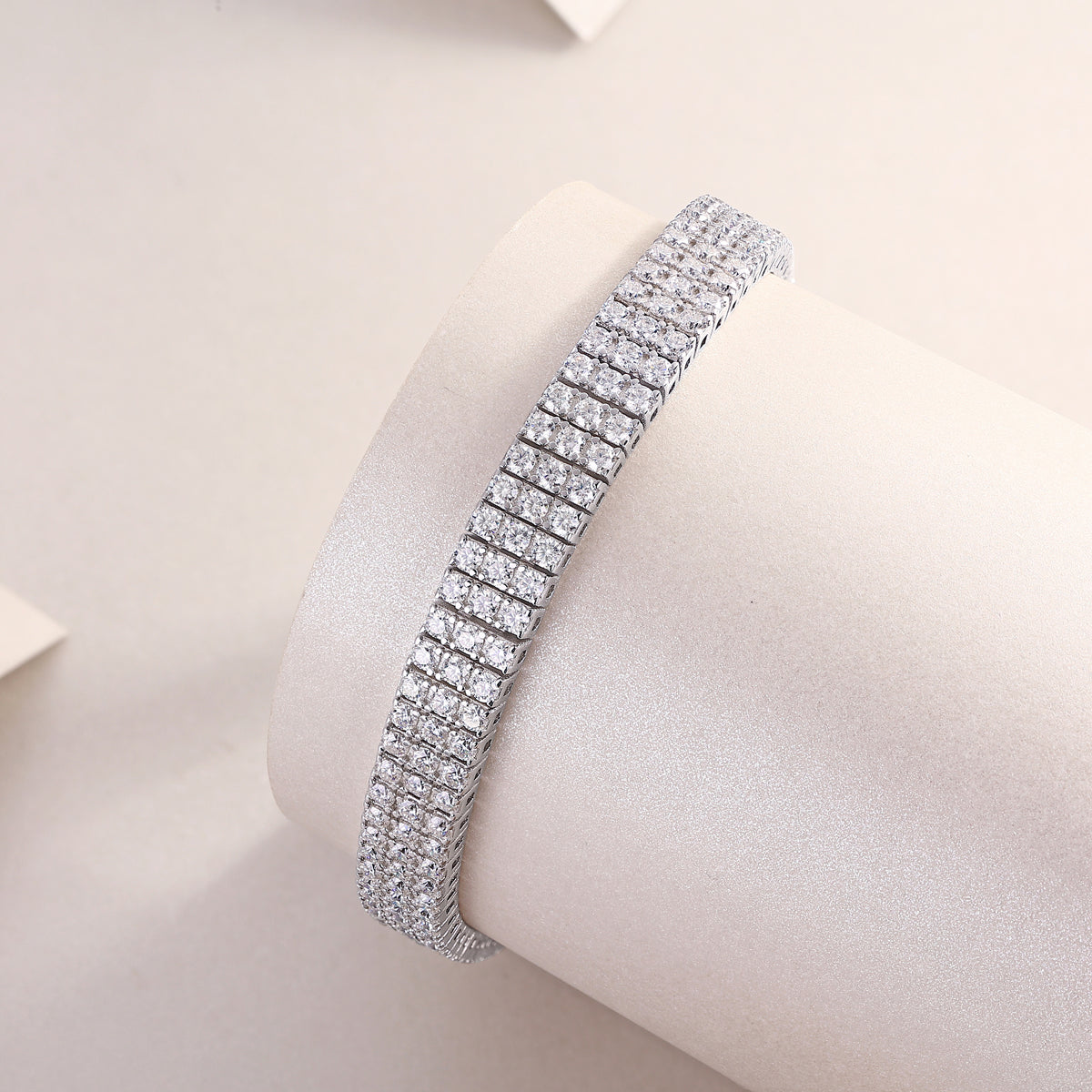 Three-Row Moissanite Tennis Bracelet in 925 Sterling Silver