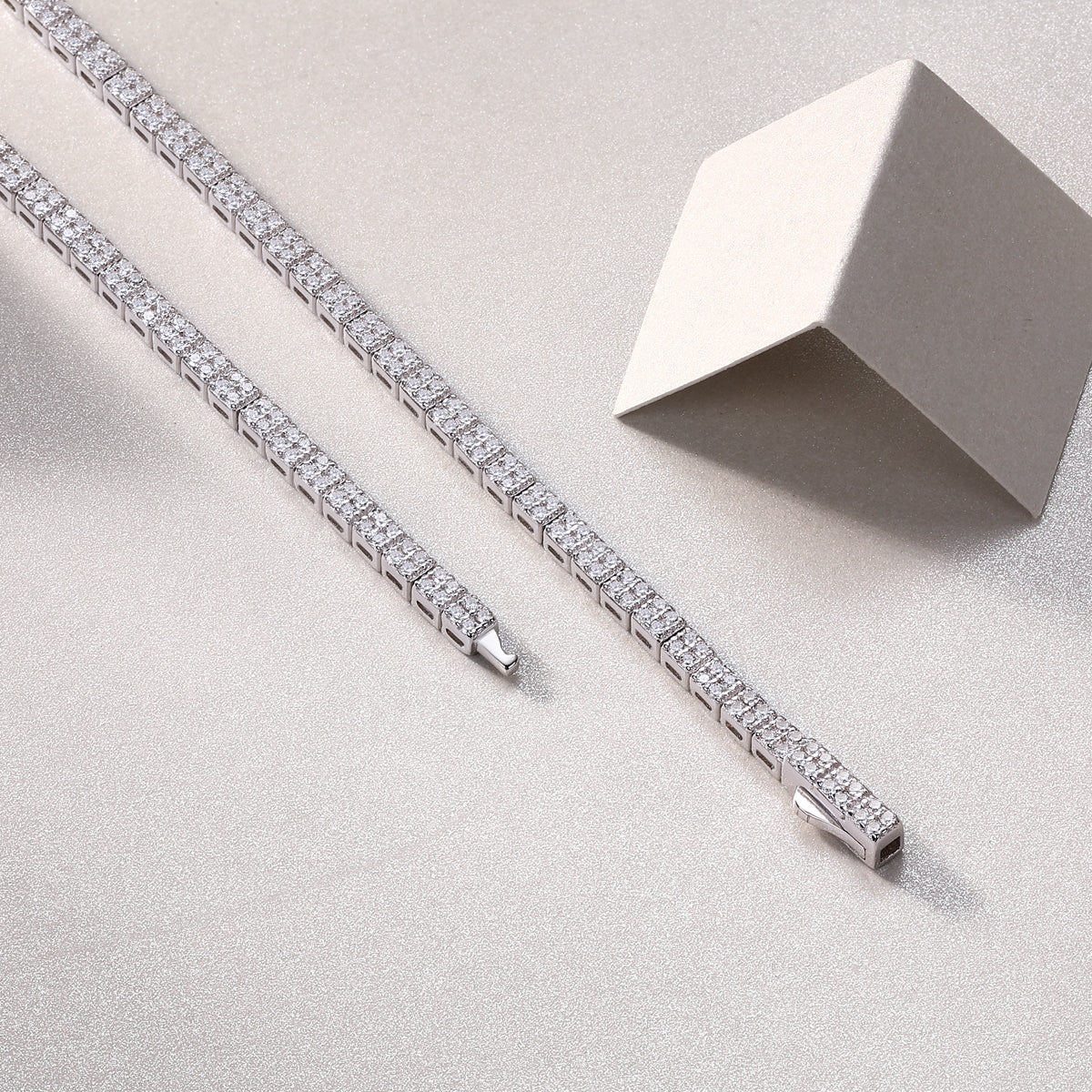 Fine Moissanite Tennis Necklace in 925 Sterling Silver