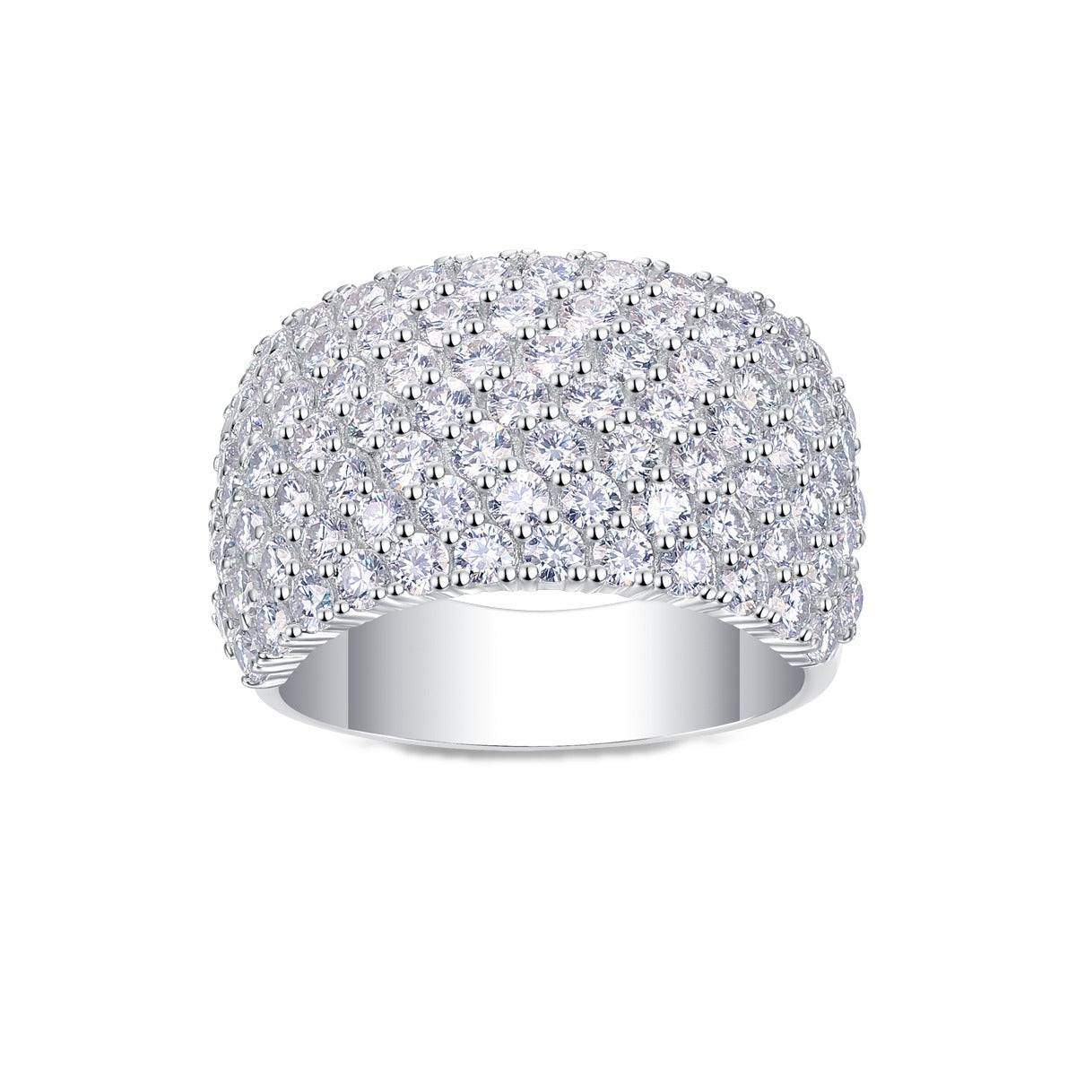 Wide Moissanite Pave Statement Band in 925 Sterling Silver