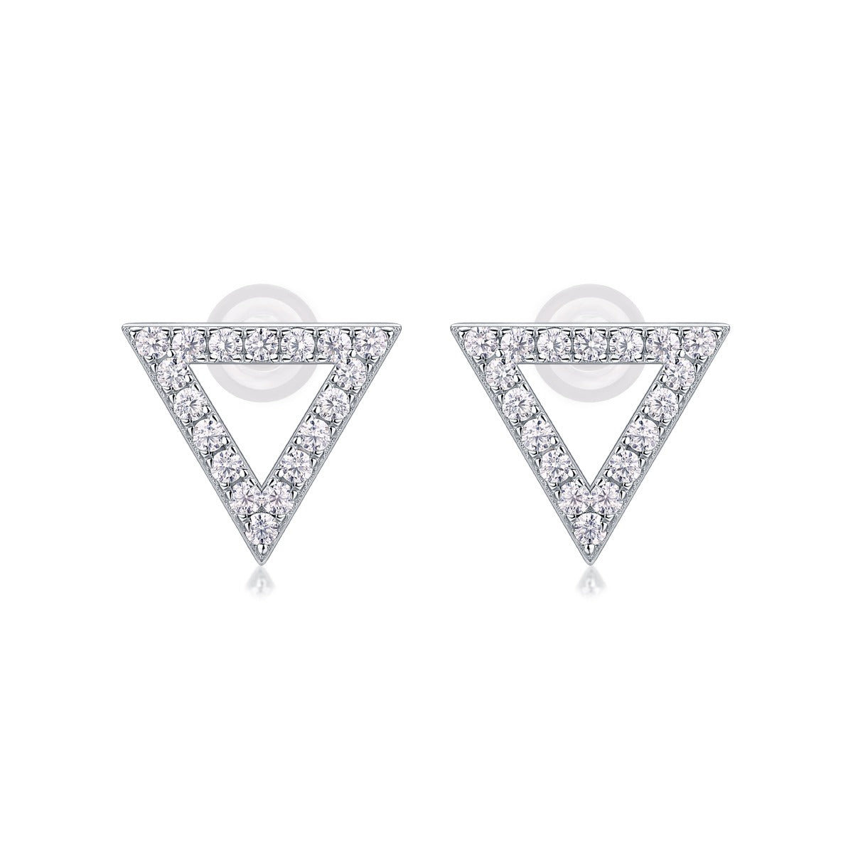 Geometric Triangle Moissanite Pave Stud Earrings in 925 Silver
