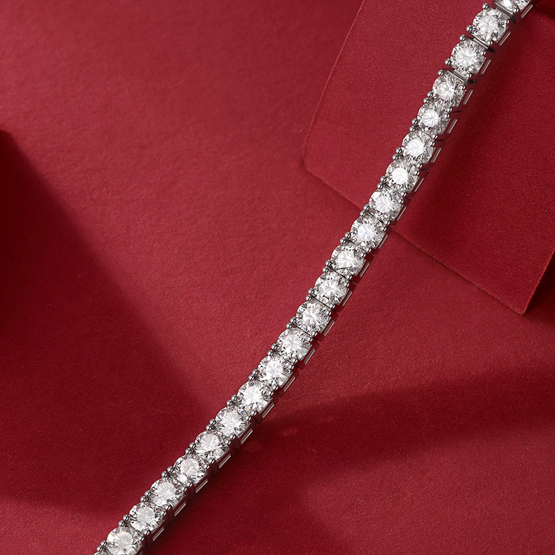 Round Moissanite Four-Prong Tennis Bracelet in 925 Sterling Silver