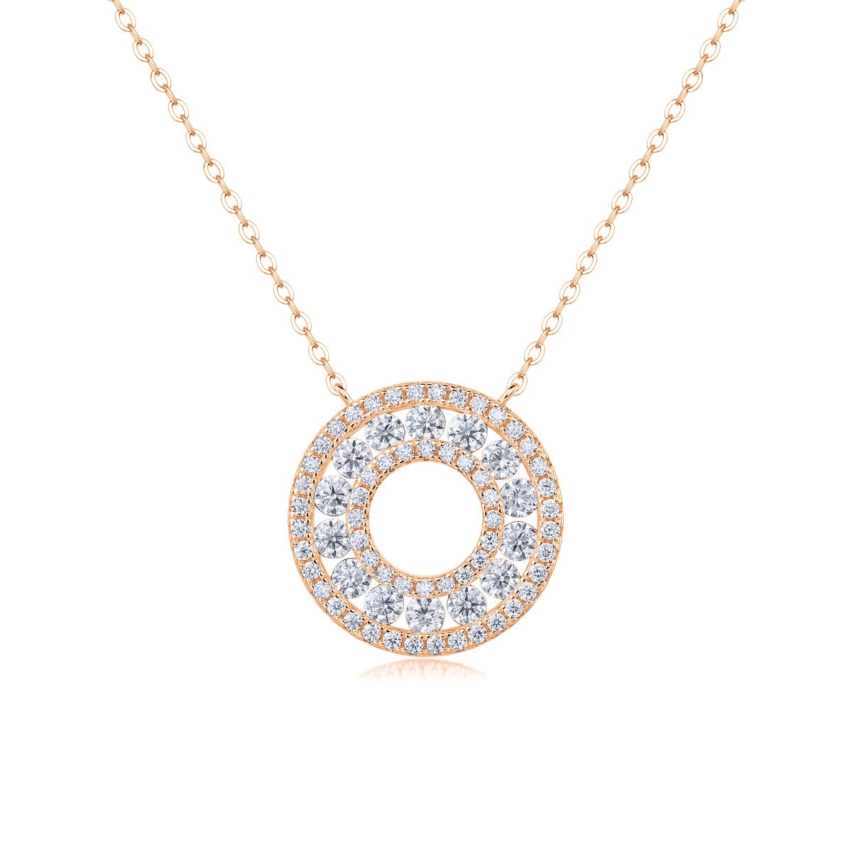 Moissanite Pave Open Circle Pendant Necklace in 925 Sterling Silver