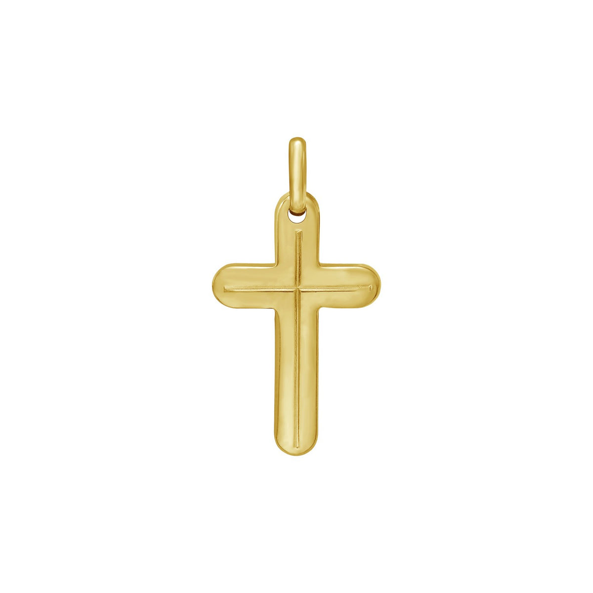 14K Yellow Gold Etched Cross Pendant
