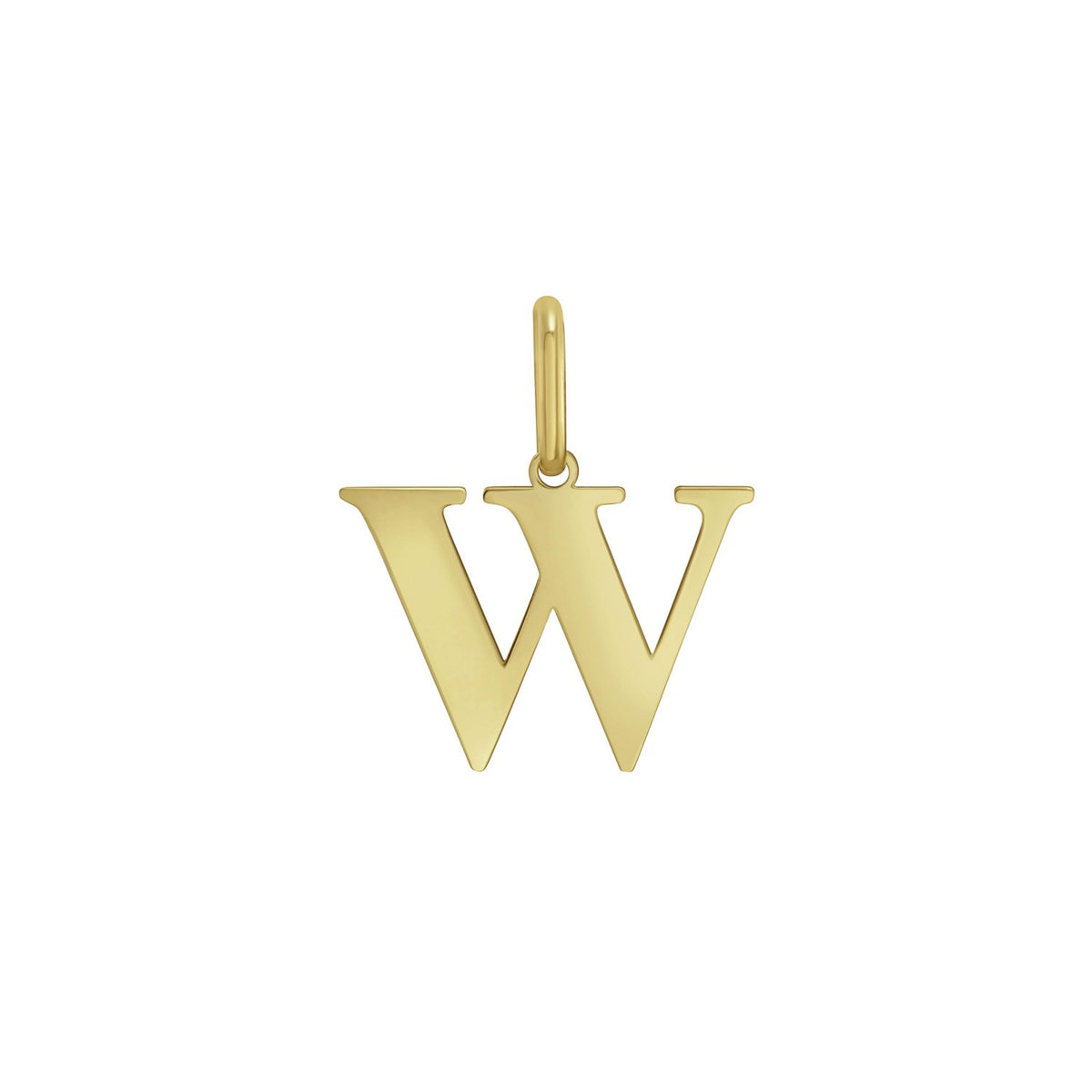 14K Yellow Gold Initial W Charm Pendant