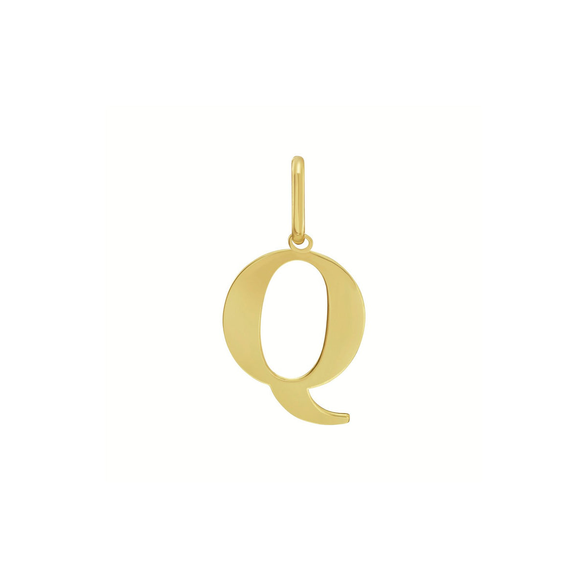 14K Yellow Gold Initial Q Charm Pendant