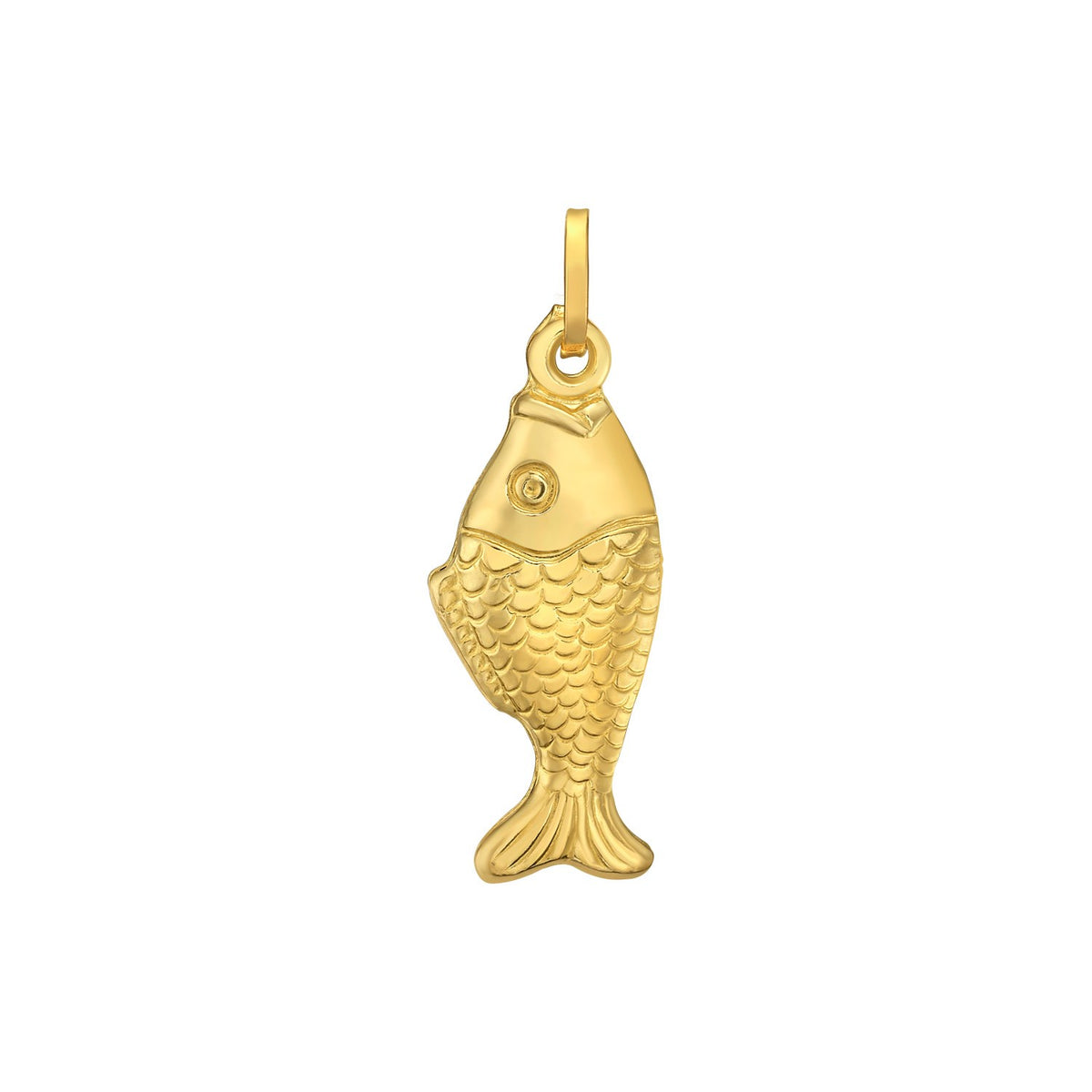 14K Yellow Gold Polished Fish Charm Pendant