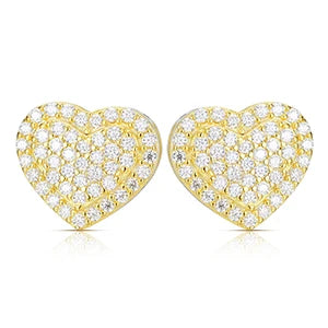 Moissanite Pave Heart Stud Earrings, image 8