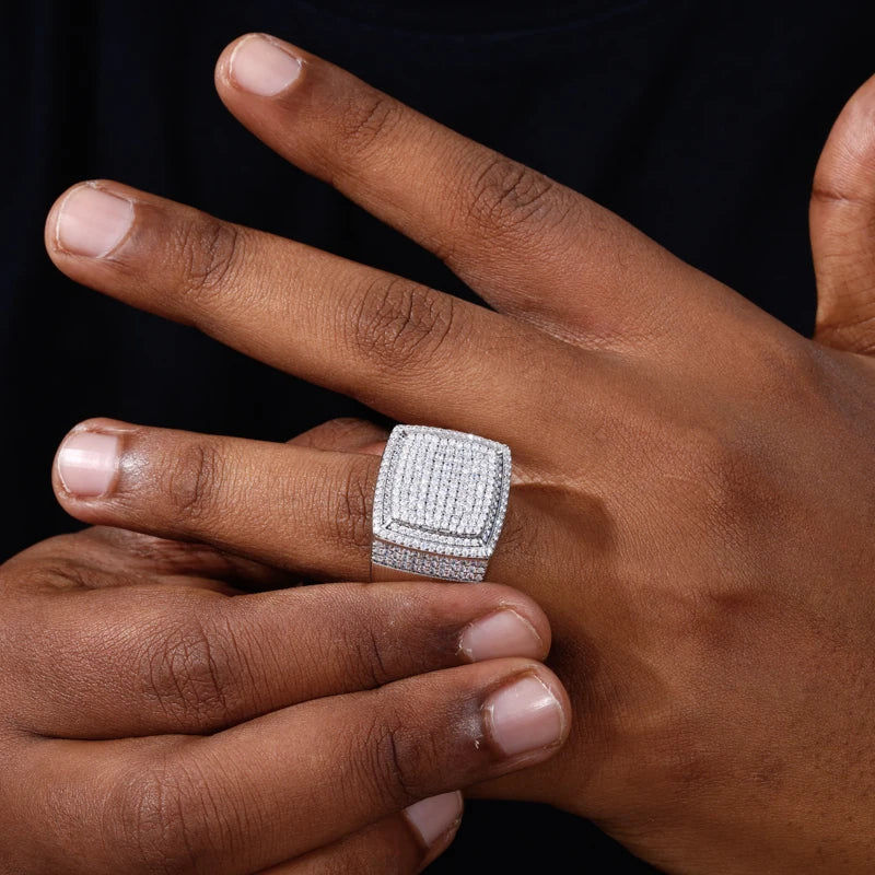 Iced Out Square Signet Ring for Men, image 8
