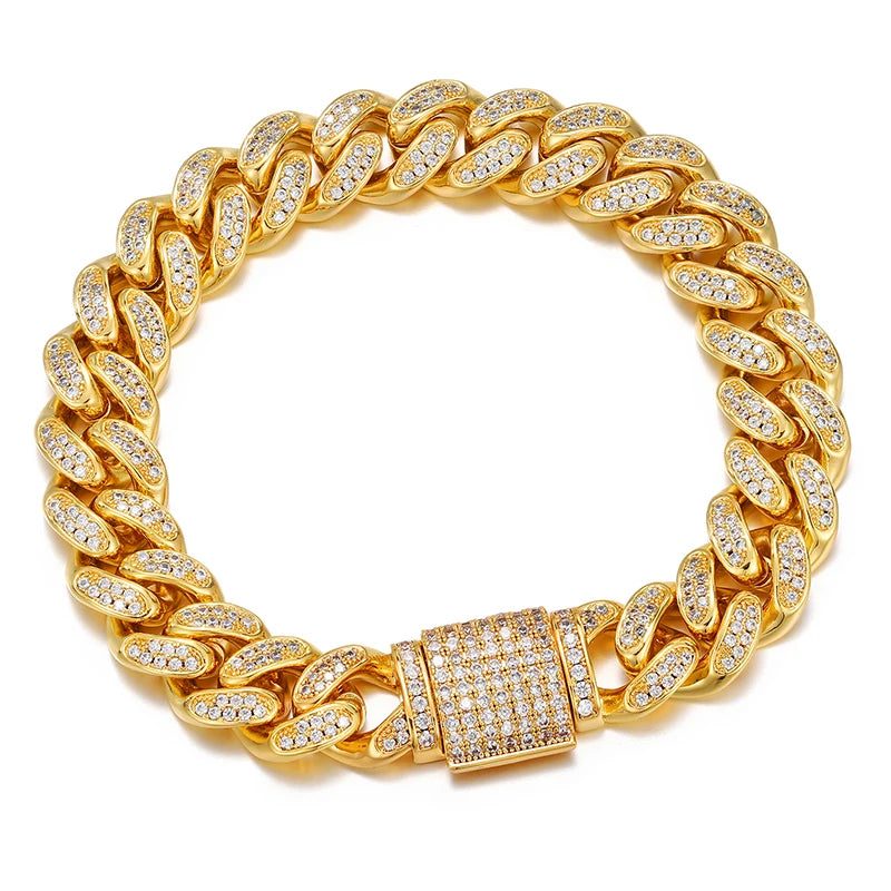 12mm Iced Out Cuban Link Bracelet for Men, image 8