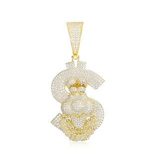 Iced Out Dollar Sign Pendant Necklace for Men, image 8