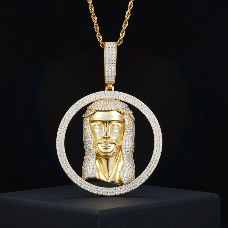 Iced Out Jesus Medallion Pendant for Men, image 9
