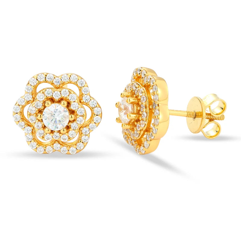 Moissanite Rose Flower Stud Earrings, image 9