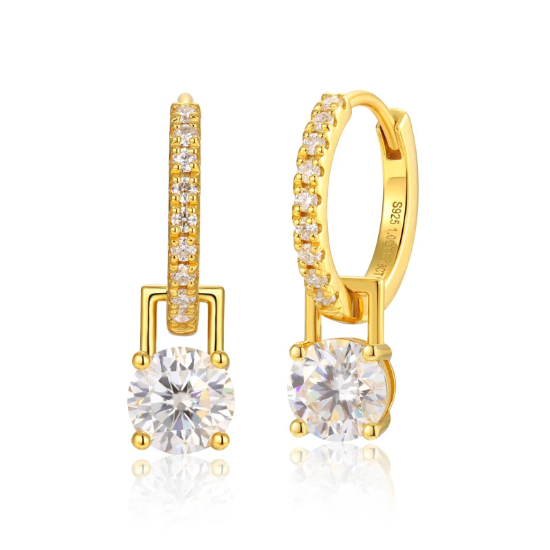 Iced Out Moissanite Drop Huggie Earrings, image 9