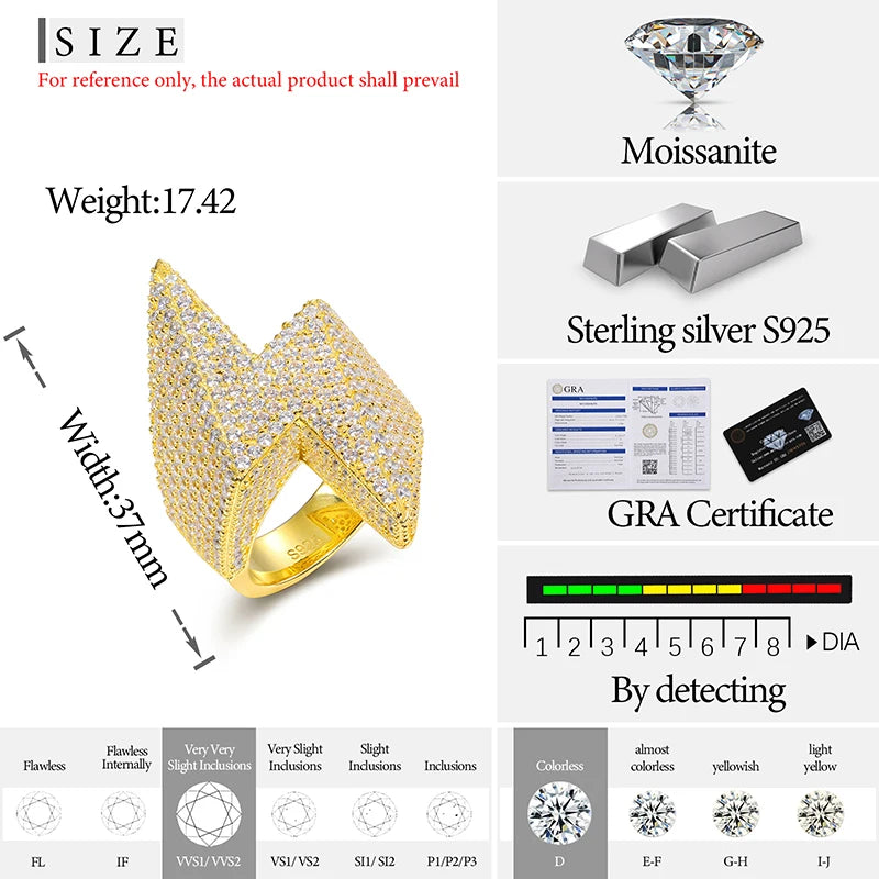 Iced Out Lightning Bolt Ring for Men, image 8
