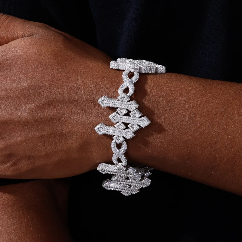Iced Out Cross and Infinity Link Bracelet for Men, image 7