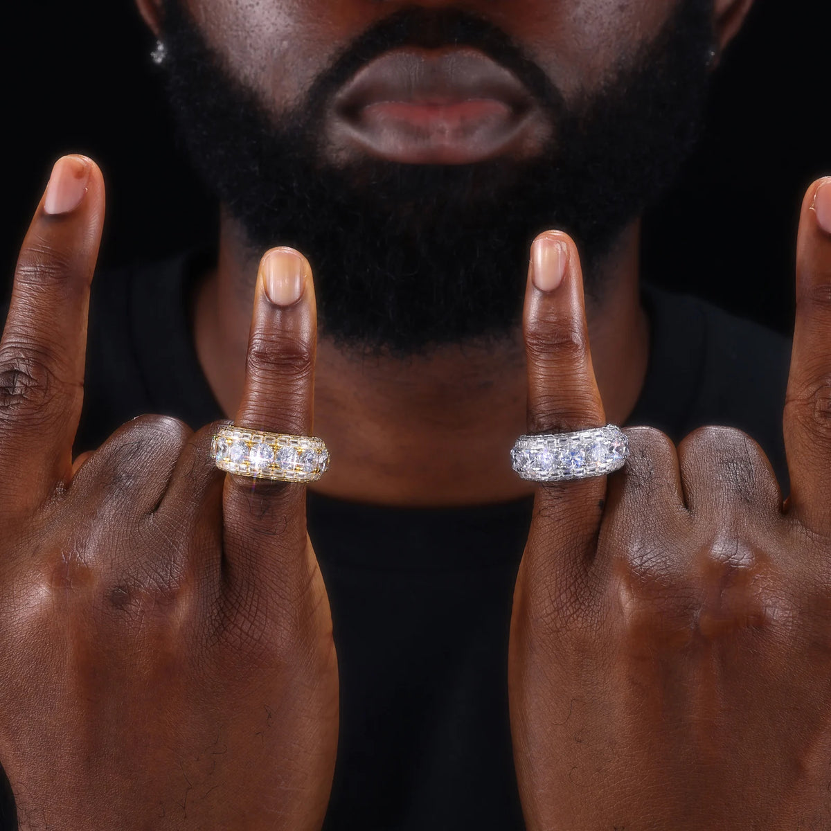 Iced Out Moissanite or Cubic Zirconia Wide Band Ring for Men, image 6