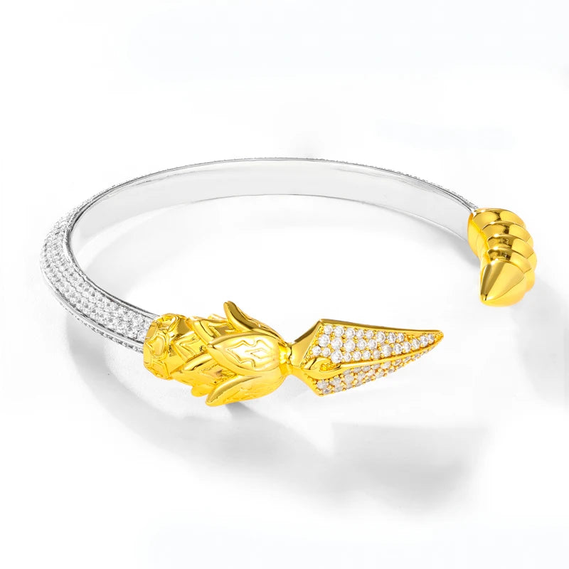 Iced Out Winged Spear Open Bangle, image 8