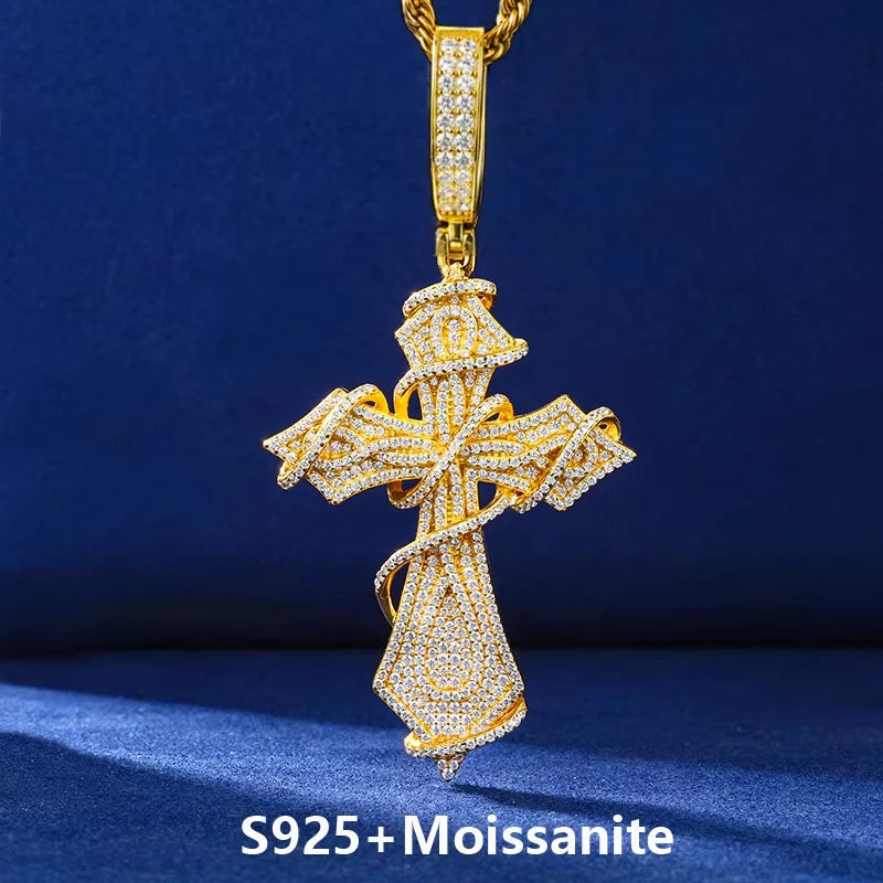 Iced Out Thorn Cross Pendant Necklace, image 8