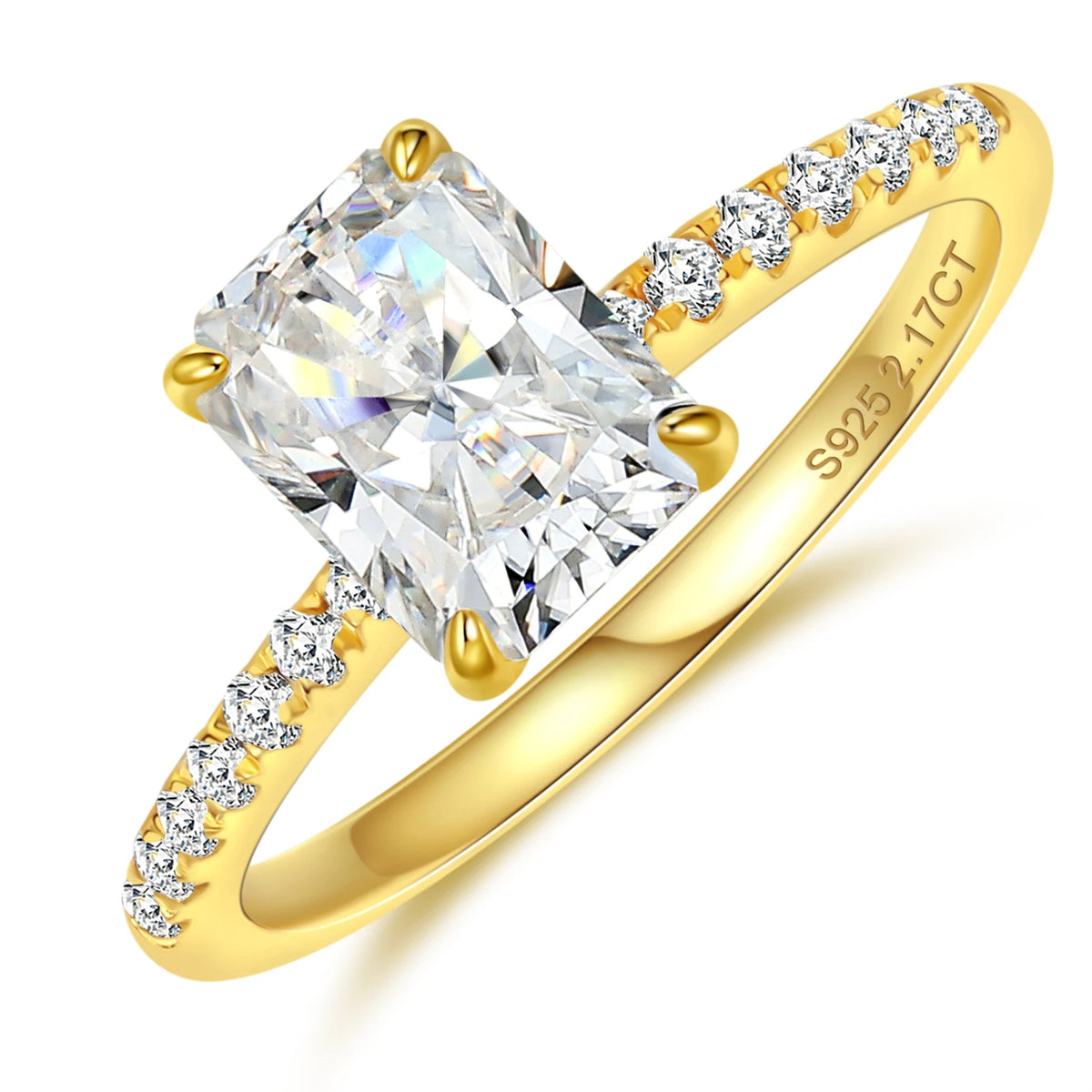 Radiant Cut Moissanite Halo Ring, image 6