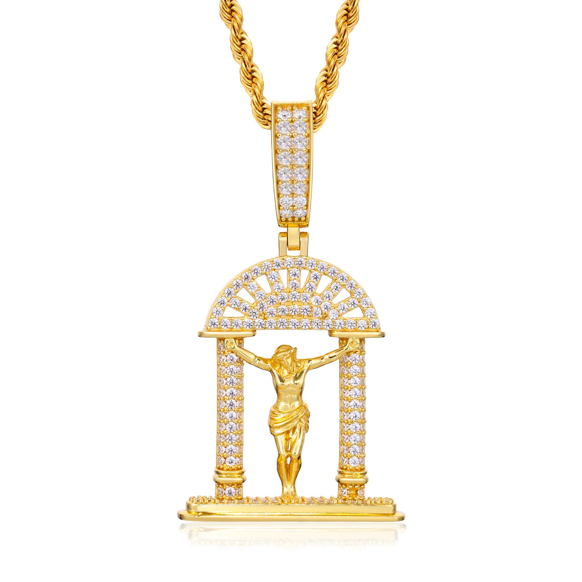 Iced Out Crucifix Arch Pendant Necklace for Men, image 9