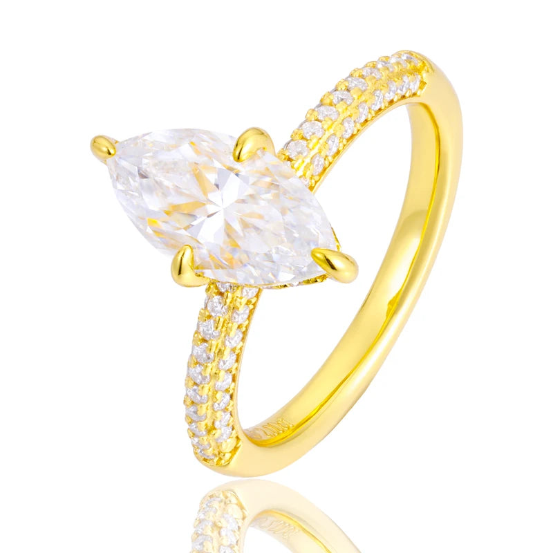 Marquise Cut Moissanite Cross Prong Ring, image 7