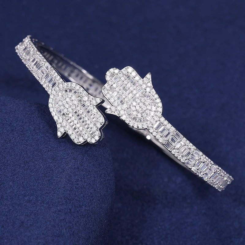 Iced Out Hamsa Bangle for Men, image 5