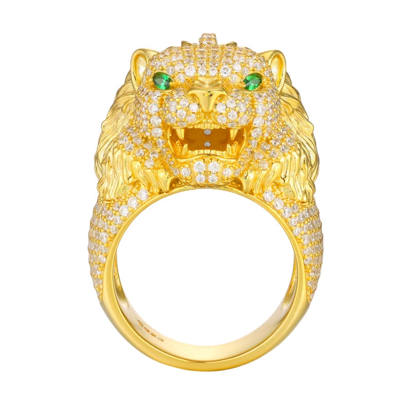 Iced Out Lion Head Ring for Men, image 8