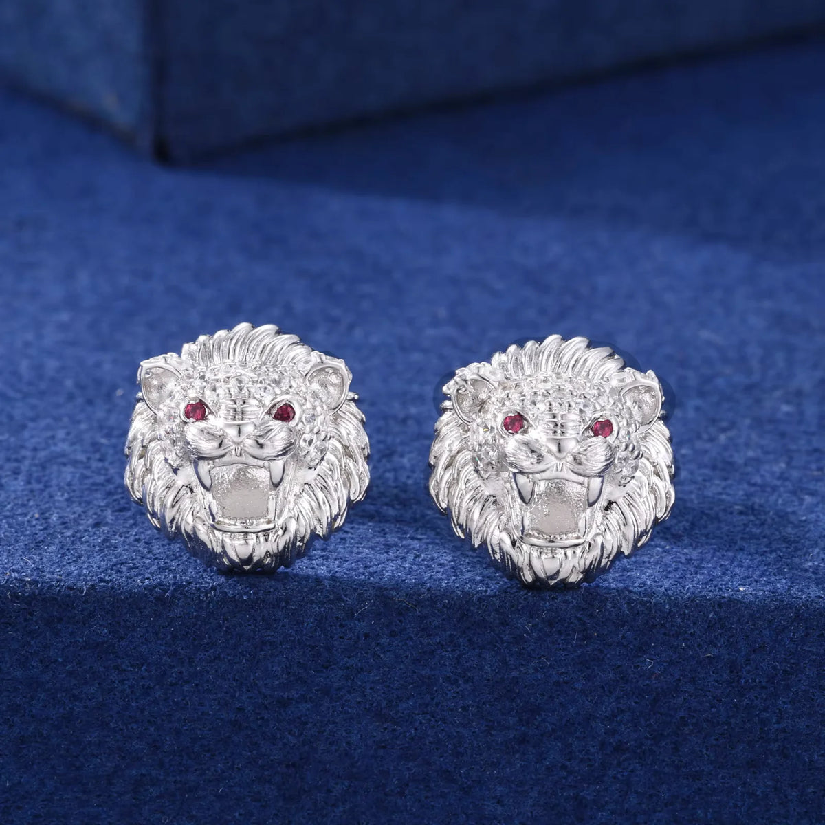 Moissanite Lion Head Stud Earrings for Men, image 8