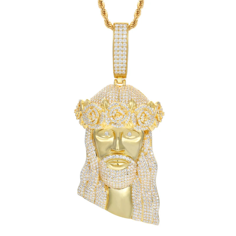 Iced Out Moissanite Jesus Pendant Necklace for Men, image 12