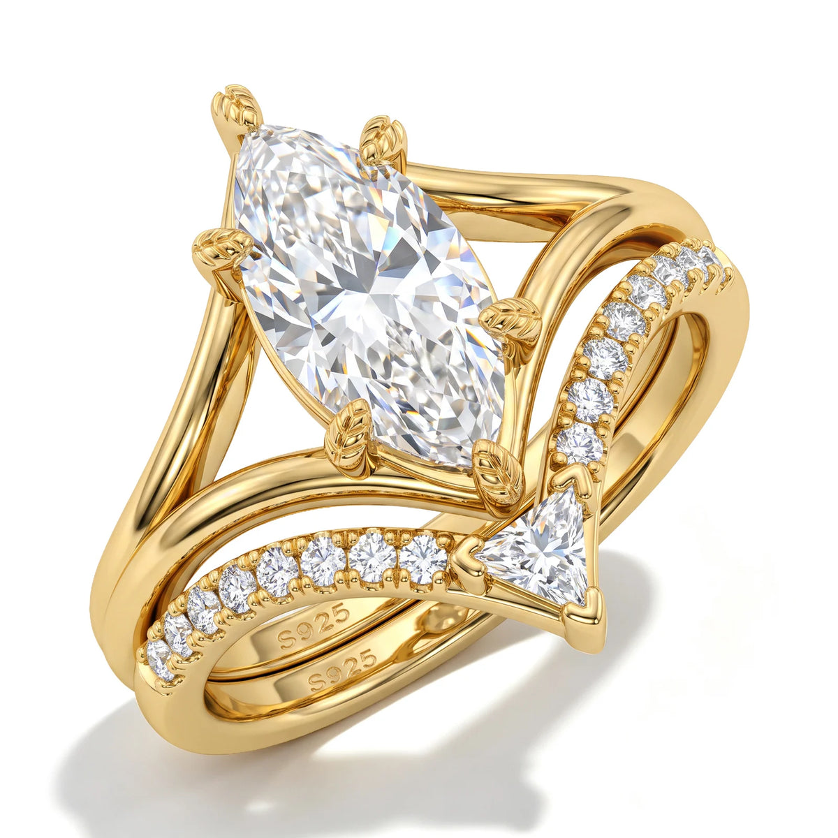 Marquise Cut Moissanite Ring Set, image 8