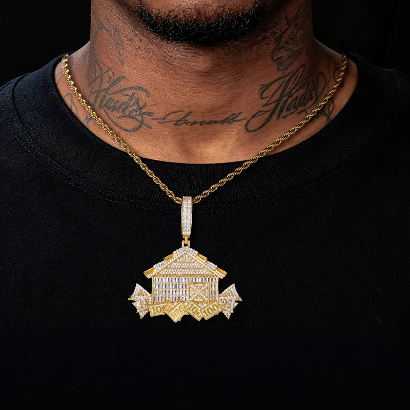 Iced Out House Pendant Necklace for Men, image 7
