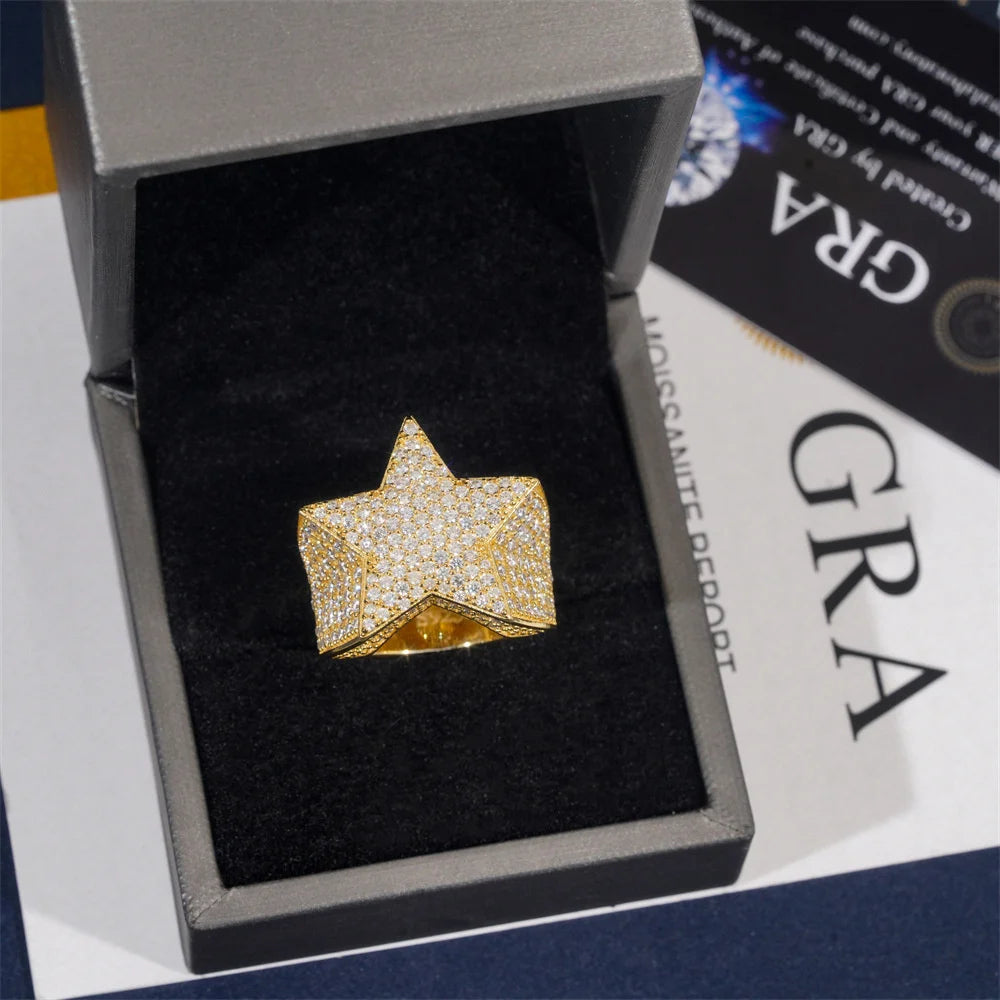 Iced Out Star Ring for Men, image 6