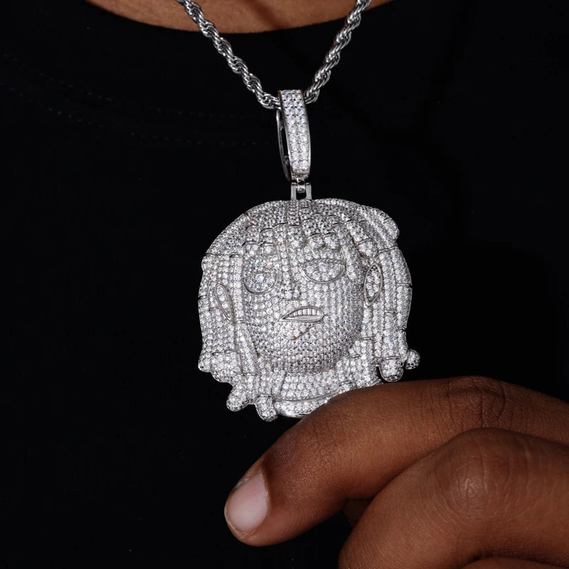Iced Out Cartoon Dreadlock Pendant Necklace for Men, image 7