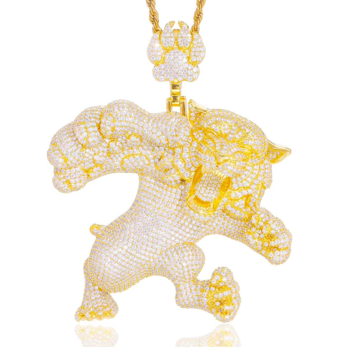 Iced Out Tiger Pendant Necklace for Men, image 9