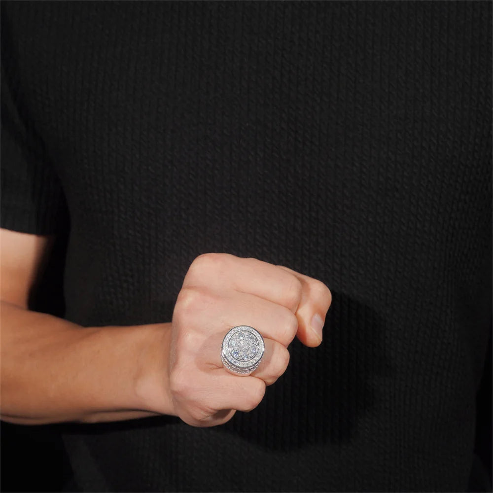 Iced Out Round Cluster Ring for Men, image 6
