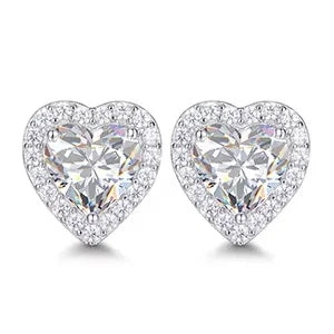 Moissanite Pave Heart Stud Earrings, image 8