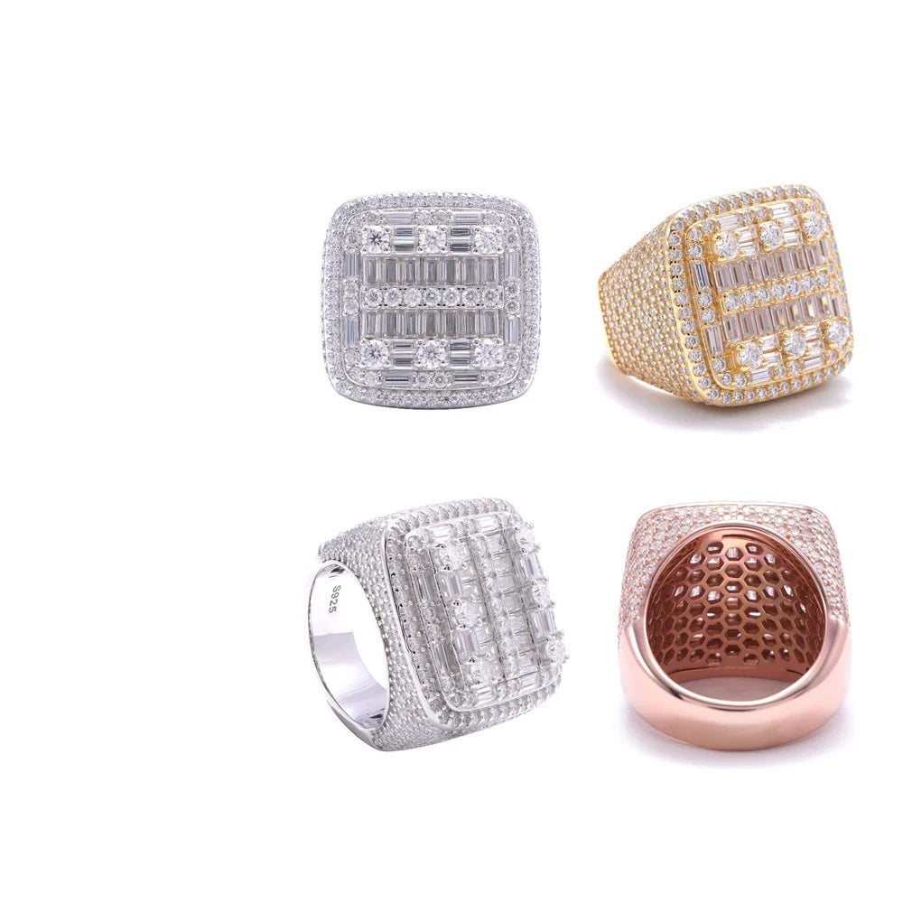 Iced Out Baguette Square Signet Ring for Men, image 6