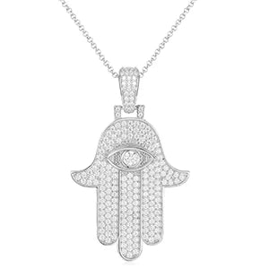 Iced Out Hamsa Evil Eye Pendant for Men, image 12