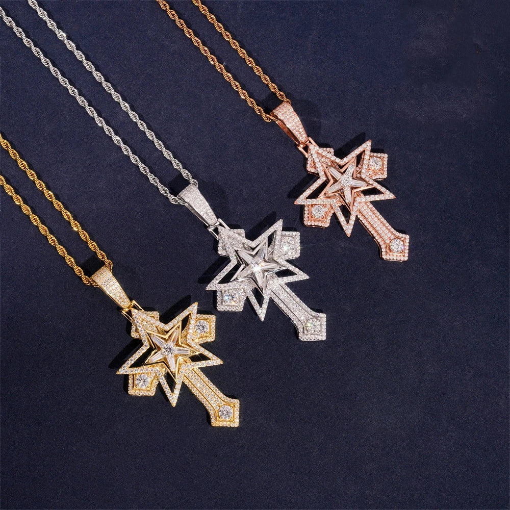Star Cross Pendant Necklace for Men, image 6