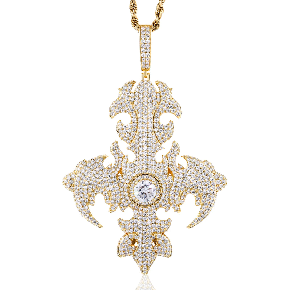 Iced Out Flame Cross Pendant for Men, image 8