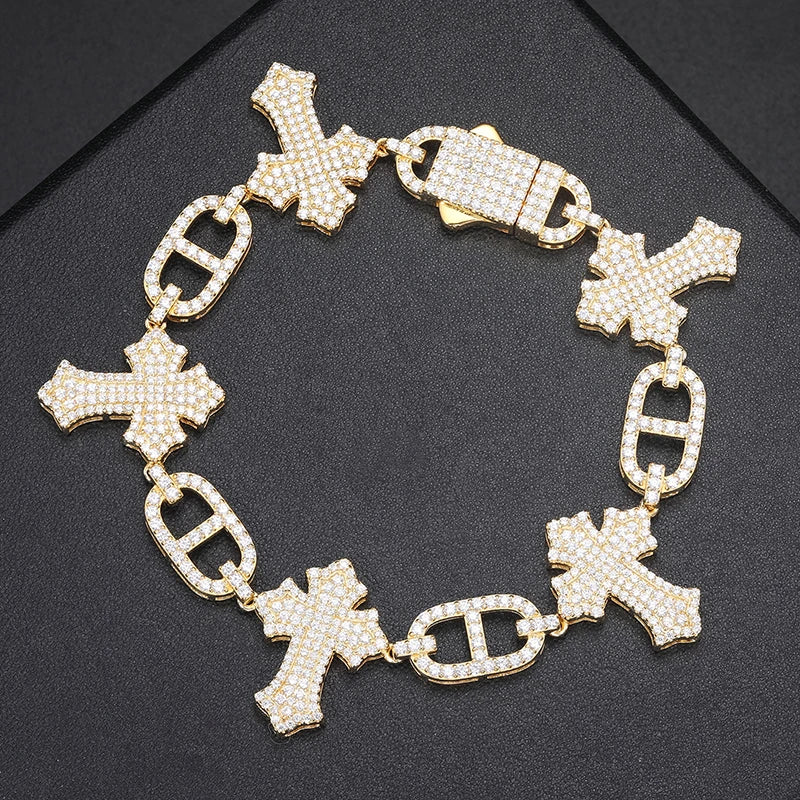 Iced Out Cross Link Bracelet, image 8