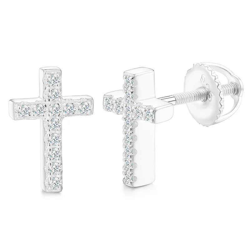 Moissanite Cross Stud Earrings, image 8