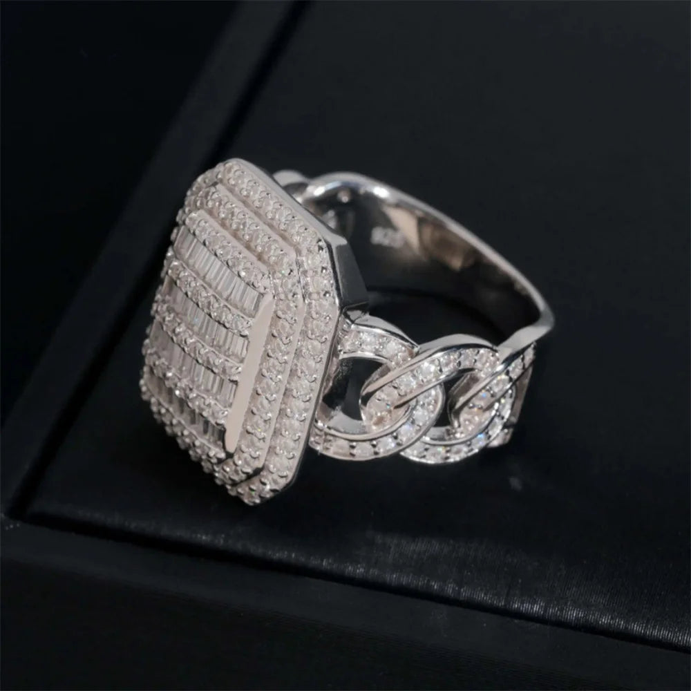 Iced Out Cuban Link Signet Ring for Men, image 6