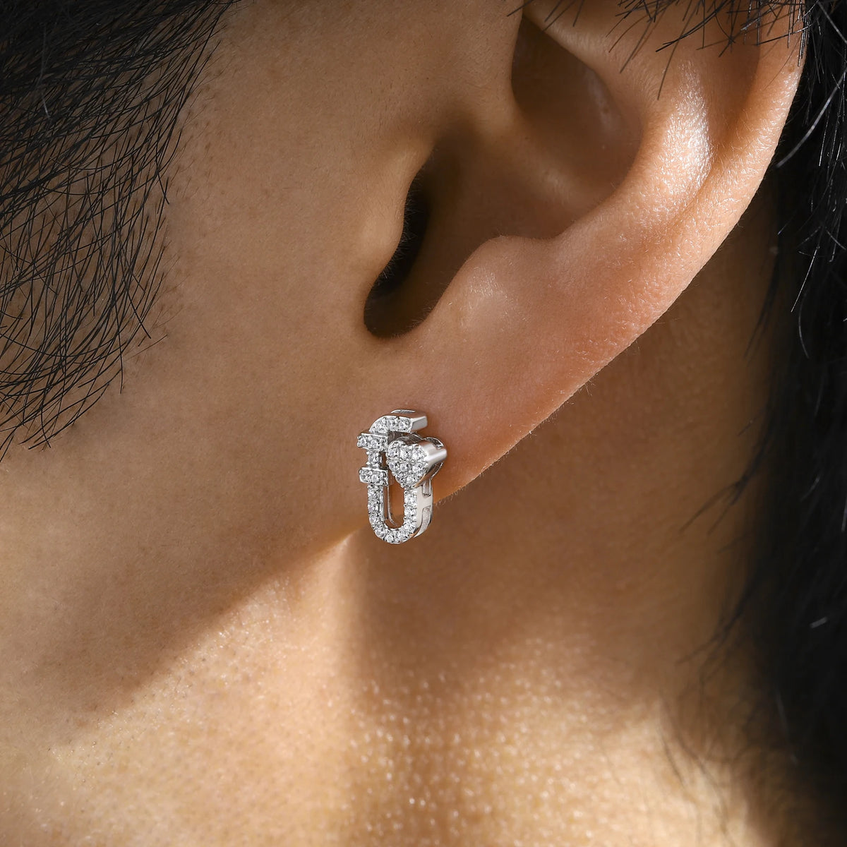 Moissanite Paper Clip Stud Earrings, image 8
