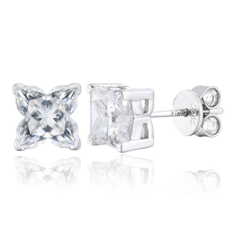 Moissanite Cross or Square Cluster Stud Earrings, image 10