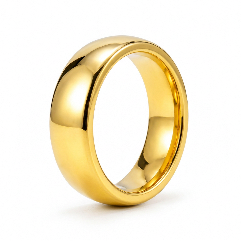 Tungsten Carbide Dome Band - Gold-Tone, 2mm to 8mm - front view