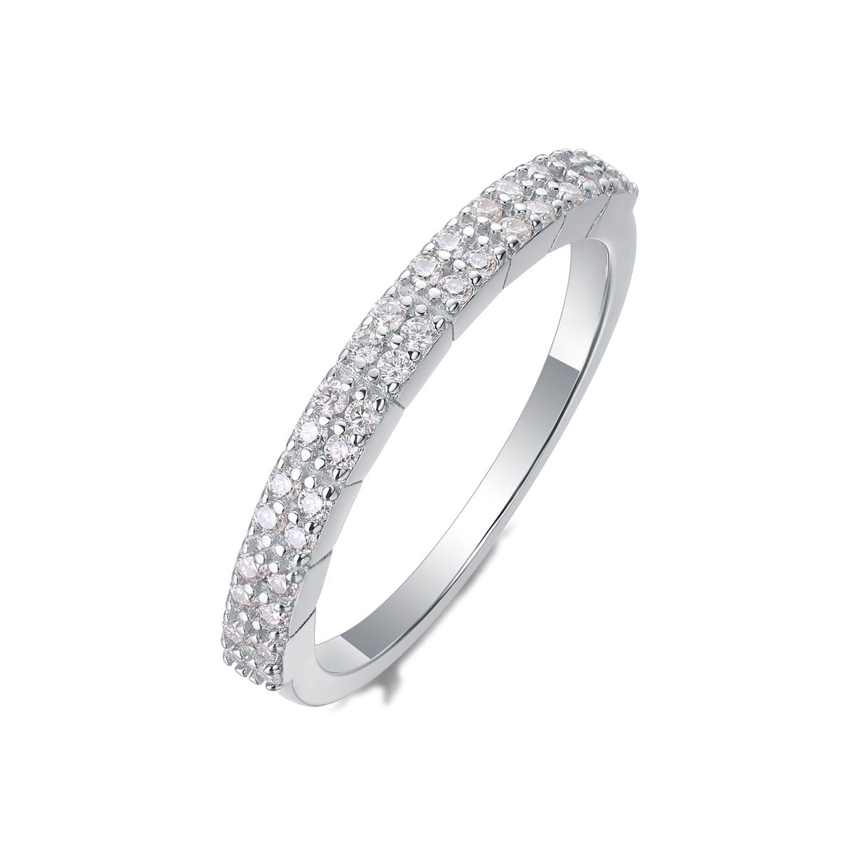 Moissanite Segmented Half-Eternity Band in 925 Sterling Silver