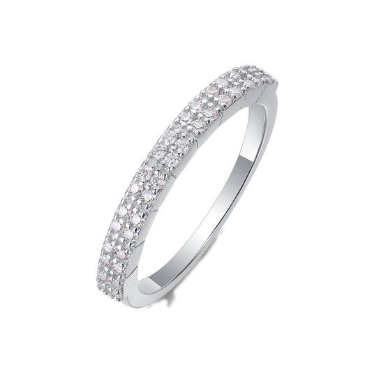 Moissanite Segmented Half-Eternity Band in 925 Sterling Silver
